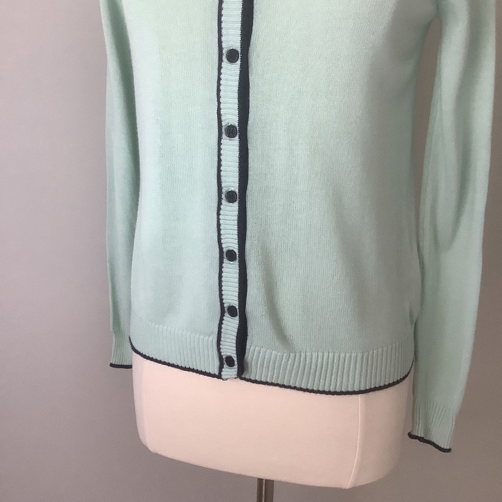 Modcloth Anthro Ringer Cardigan Sweater Aqua S - Picture 4 of 16
